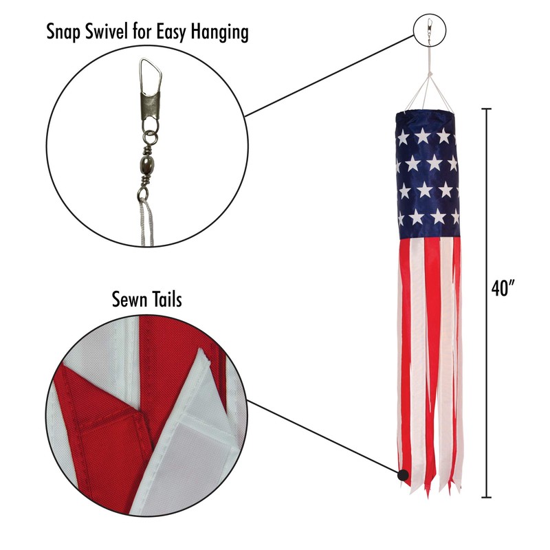 In the Breeze Stars and Stripes Printd Star Windsock, 6"