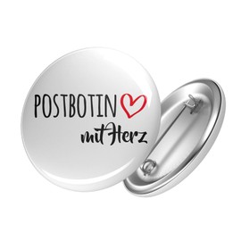 HUURAA Postbotin Button with Heart Badge 59 mm with Motif for The Great People Gift Idea for Friends and Family