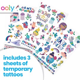 OOLY Glitter Tattoo-Palooza Over 50 Safe Non-Toxic Temporary Tattoos for Kids, Fake Tattoos as Party Favors for kids 4-8, Goodie Bag Stuffers for Birthday Party Supplies [Mermaid Magic]