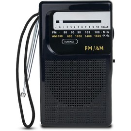 Portable Radio AM FM, Pocket Radio, 800-HR , Indoor Outdoor Mini Radio Antenna,  Radio, Compact, Retro Transistor Radio - Colour: B-Black