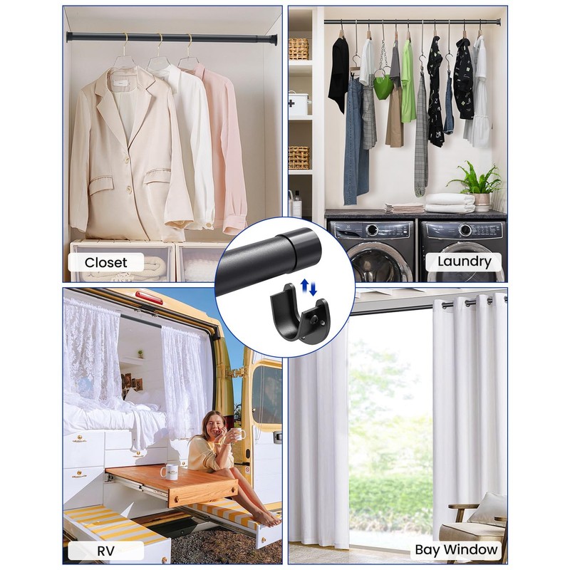 Closet Rods for Hanging Clothes, 17 to 84 Inches Stepless