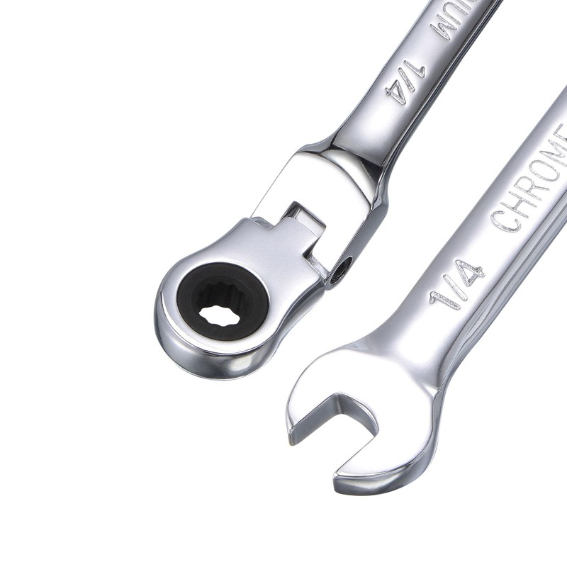 sourcing map 1/4 Inch Flex-Head Ratcheting Combination Wrench SAE 72