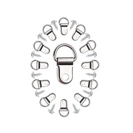 Meiyea 50 Pack D Rings Picture Photo Frame Hanging Hooks Hangers Canvas Hook Wall Bracket Hanger with Screws Stainless Steel Silver for Picture Hanging Home Decoration