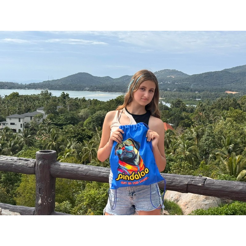 pindaloo cool Drawstring Backpack Bag - Blue 2 different sides