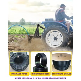 Pipe Layer Attachment Fits Hitch Mounted Ripper Shank Plow, Flexible Pipe Layer Fits Any 3-Point Ripper Hitch Lawn Subsoiler for ATV UTV Tractor, Updated Light Duty Max Dia 1.18" with 2pcs U-Bolts