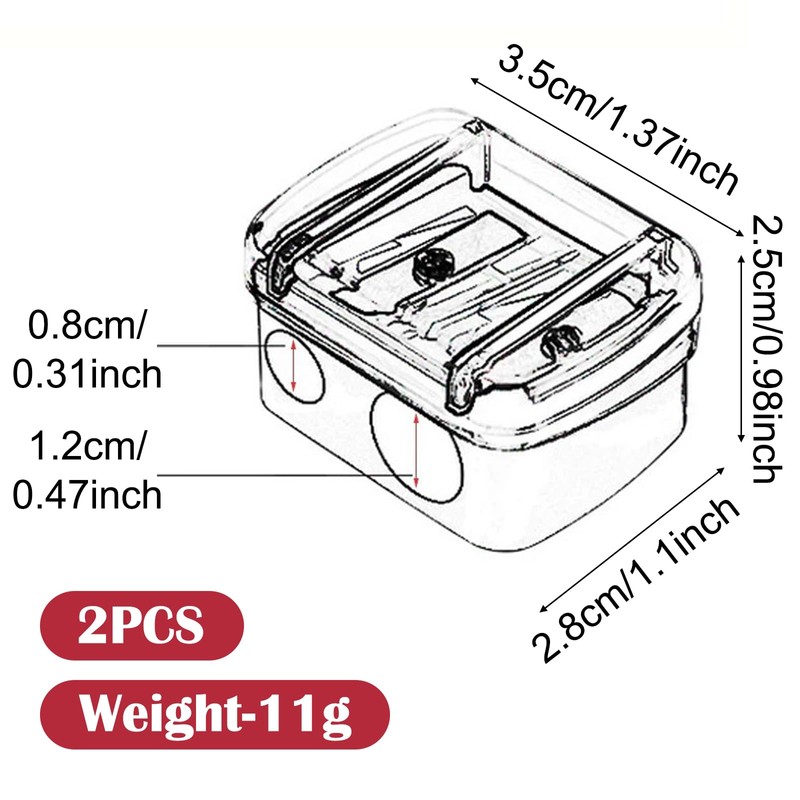 Universal Dual Eyeliner Sharpener Makeup, 2 Pieces 2 Holes Dual