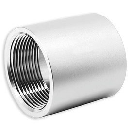 1-1/2" NPT Right-hand Threaded Full Coupling, Aluminum 6061-T6 Schedule 40, Female Pipe Coupler Connector Adapter Fitting, 1.5" x 1.5 inch NPT Ports, for Air Water Oil Gas