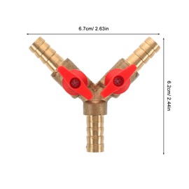 Cabilock Brass Y 3-Way Shut-off Clamp Hose Connector Ball Valve for Combustion Gas Device 10 mm