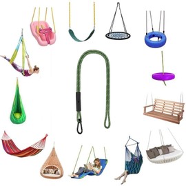 WWFFEN Heavy Duty Tree Swing Ropes, Hammock Tree Straps Hanging Kit, for Outdoor Swings Hammock Playground Set Accessories (5ft,61",Green,2Pack)