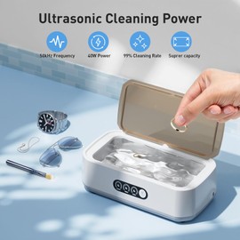 WINTERCRUSH Jewelry Cleaner Deep Cleaning Machine -50KHz Ultrasonic Retainer Cleaner for Tooth- 650ML Dental Cleaning Pod for Dentures/Mouth Guards/Eyeglasses-3 Timers