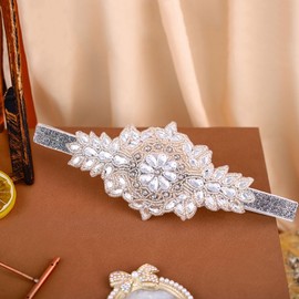 Formery Gatsby Headpiece Women White Rhinestone Flapper Headband Wedding Prom Crystal 1920s Hair Accessories