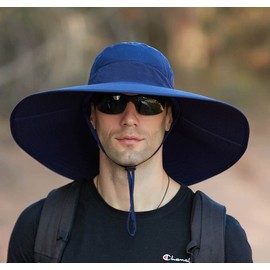 MINAKOLIFE Super Wide Brim Bucket Hat UPF50+ Waterproof Sun Hat for Fishing Hiking Camping (Navy)