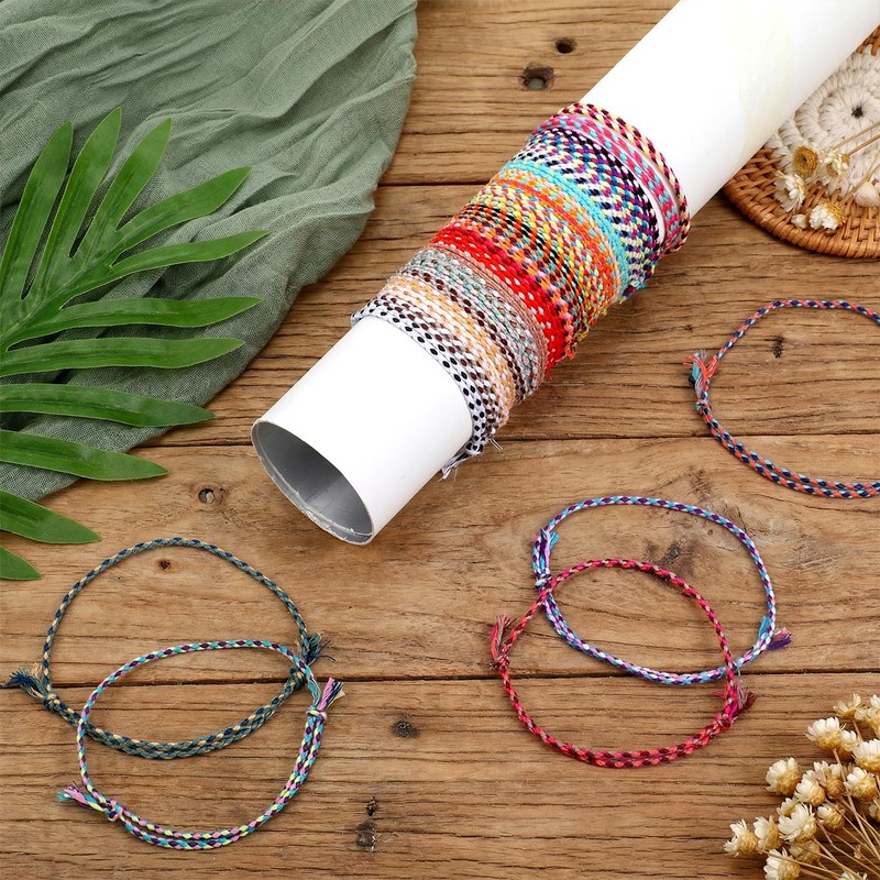 HJZHII 30Pcs Woven Wrap Friendship Bracelets, Handmade Boho Braided