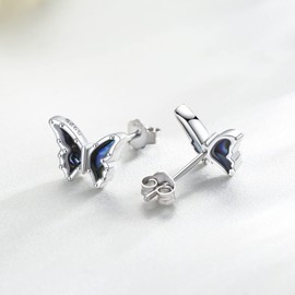Twoowl Butterfly Earrings 925 Sterling Silver Butterfly Stud Earrings Abalone Shell Jewelry Earrings Hypoallergenic Earrings Butterfly Jewelry Graduate Gifts for Women