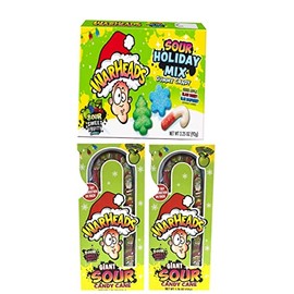 OTG Special Edition Jumbo Christmas Sour Warhead Candy Cane 2 Pack With Christmas Bonus Sour Holiday Mix Theater Box