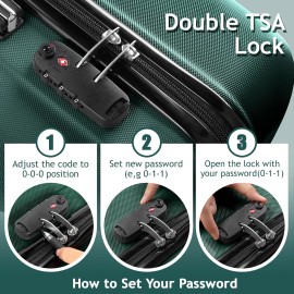 Luggage Set of 3 Hardside Carry on Suitcase Spinner Wheels&TSA lock,Portable ABS