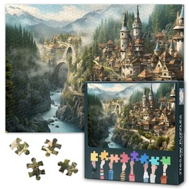 Mountain Village Puzzles 1000 Stück Für Erwachsene Secret Village Puzzle Für Erwachsene Steinbau Puzzles Für Home Decoration Kunstwerk Puzzle Geschenke Für Familie Freunde Spiele 70cmx50cm
