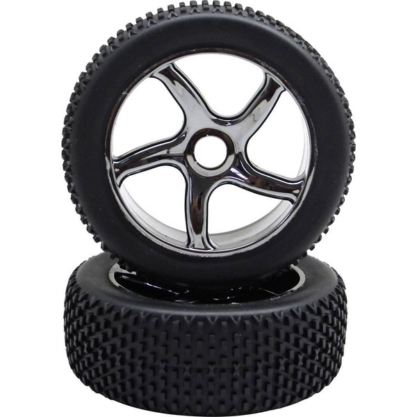 Reely 1:8 Buggy Complete Wheels Multipin 5-Spoke Titanium Pack of