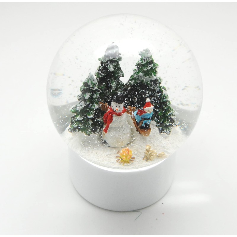 Minium Collection 20140 Snow Globe Snowman with Child on Sledge