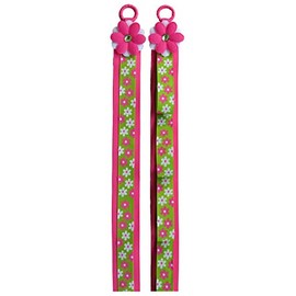 Hair Bow Holder and Headband Holder Storage and Organizer MATCHING SET (Hot Pink and Lime Green Flowers)