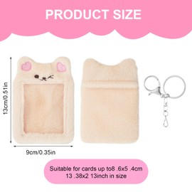 JIEYAO Plush Card Holder, Cartoon Bears ID Card Case, Plush ID Card Case, Kpop Photo Card Holder with Key Ring, Cute Idol Photo Case, Kawaii Protective Case, Photo Sleeves, Credit Card Holder for