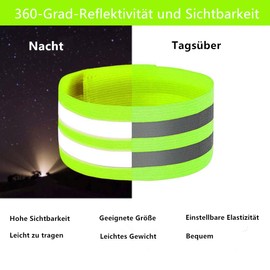 HSYTEK Reflective Bands Set - Elastic and Visible, 2-Piece with Velcro Fastening, Ideal for Jogging and Cycling (Green)