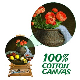 Art Supply 20" Stretched Round Canvas for Painting 12 Ounce Primed Gesso Professional Quality Acid-Free Premium White Blank Paint Canvas for Beginners and Artists for Acrylic, Oil, Acrylic Pouring