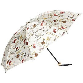 Jill Stuart AURORA JI-17731-31 Women's Botanical Foil Letter Print Satin Carbon 8-Rib Folding Umbrella, orange