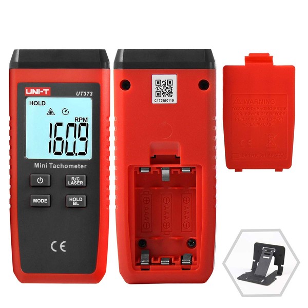 UNI-T Digital Speedometer, High Accuracy, Non-Contact Tachometer, Fan, Washing Machine, Car, Bicycle, Airplane, LCD Display, 0-99999 Measurement Range UT373