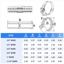 ChillWaves 304 Stainless Steel Hose Barb Fittings, Splicer Mender Union 1" Barb with Hose Clamp Hose Repair Kit For Water/Fuel/Air(3-PACK)