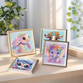 6 Pack 5D Cartoon-Tierediamant Geschenk Diamant Art Bilder Diamond Painting Bilder Kinder, DIY Mosaikherstellung Basteln Diamond Painting Kinder Basteln Mädchen Junge Ab 4 5 6 7 8 9 10 11 12 Jahre