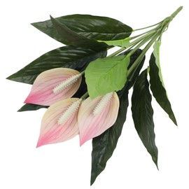 Lyrtrees Artificial Peace Lily Plant, Spathiphyllum Artificial Plants with Pink Flowers, 2-Pack 3 Blooms with Green Leaves for Indoor Outdoor Decoration