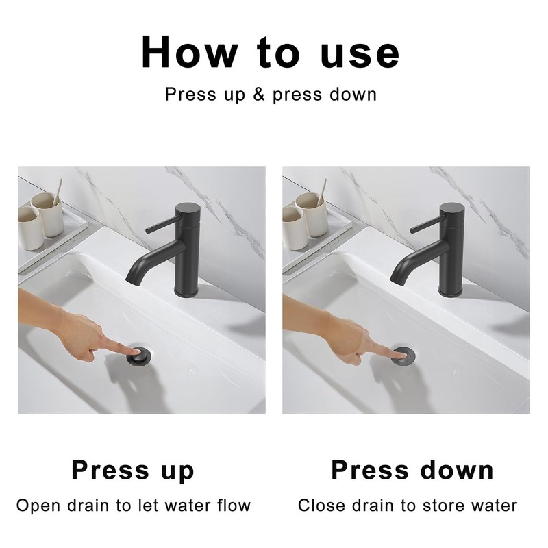 Bathroom Sink Drain Pop Up without Overflow Vessel Sink Lavatory