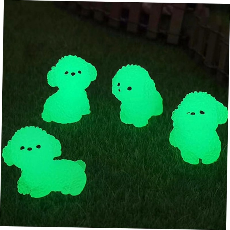 KOMBIUDA 12pcs Tiny Luminous Dogs White Dog Figures Dog Resin