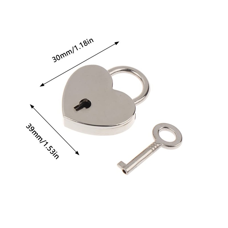 2PCS Heart Shaped Mini Lock Metal Locks with Keys for