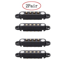 2 Pair Magnetic Pogo Pin Connector with Location Hole, 2/3/4/5/6/7/8P 2A Pogopin Magnetic Connector Male+Female 2.54MM Through Hole Spring Loaded Connector DC Power Charge Probe Connector (4Pin)