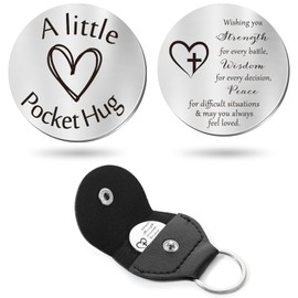 Sureio Pocket Hug Token Long Distance Relationship Keepsake Stainless Steel Double Sided Inspirational Gift with Keychain (Wishing You Strength)