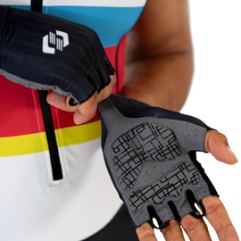 SLS3 Aerodynamic Bike Gloves – Triathlon or Road Cycling Fingerless Bike Gloves Men & Women - Ergonomic with Padded Palm to Reduce Vibrations – Aero Fabric for Extra Speed (Black, Medium)