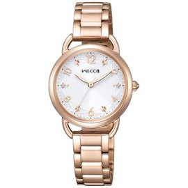 Citizen KP6-065-11 Wicca Solar Tech Waterproof Wristwatch with Pink Beige Replacement Strap 2-Way White Basic Model Pink, multicolor (pink / gold), Bracelet Type