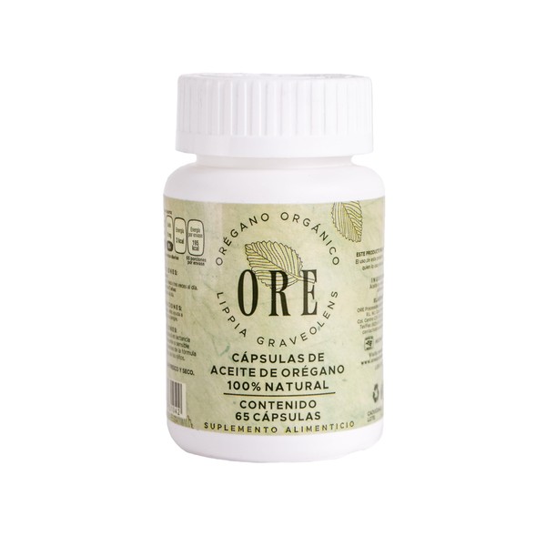 Aceite de Oregano Organico ORE Capsulas en Gel 65 pz de 200 mg.