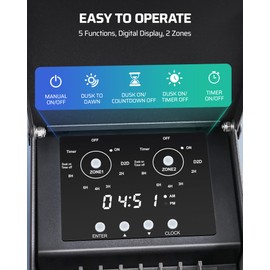 DEWENWILS 200W Low Voltage Landscape Transformer with 2 Zones, 120V AC to 12V DC, Low Voltage Transformer with LED Screen, Photocell Sensor & Timer, Outdoor Metal Shell for Spotlight Steplight