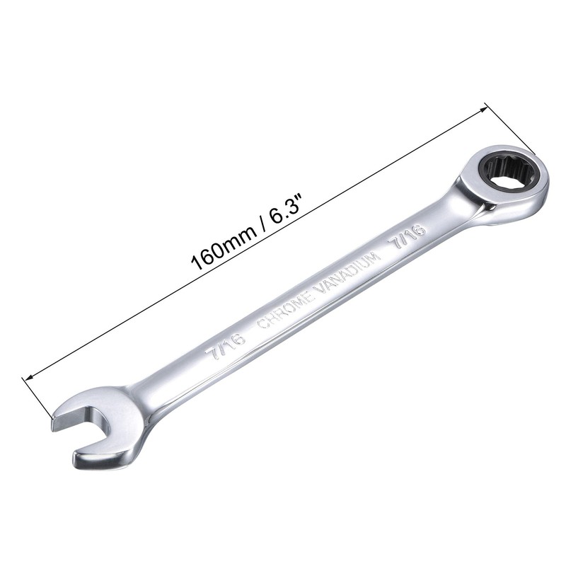 sourcing map 7/16 Inch Ratcheting Combination Wrench SAE 72 Teeth