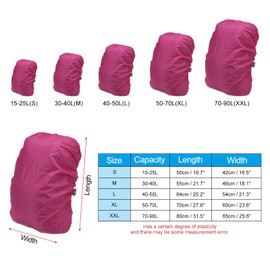 PATIKIL 40-50L Waterproof Backpack Rain Cover, Anti-Slip Cross Buckle Straps & Drawstring Bag for Hiking Camping Traveling, L, Rose Red