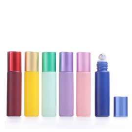 YORROR 6Pack 10ml Glass Essential Oil Roller Bottles,Colorful Roll On Bottles with Stainless Steel Roller Balls for Travel,Perfume Essential Oil