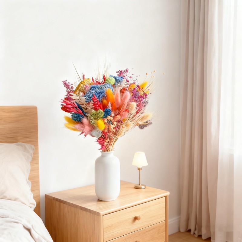 130Pcs Bright-Coloured Dried Flowers Bouquet 17Style
