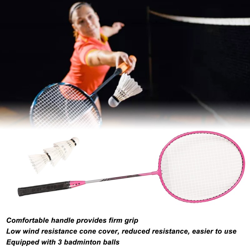 Badminton Rackets Iron Alloy Lightweight Badminton Racquets with 3 Balls