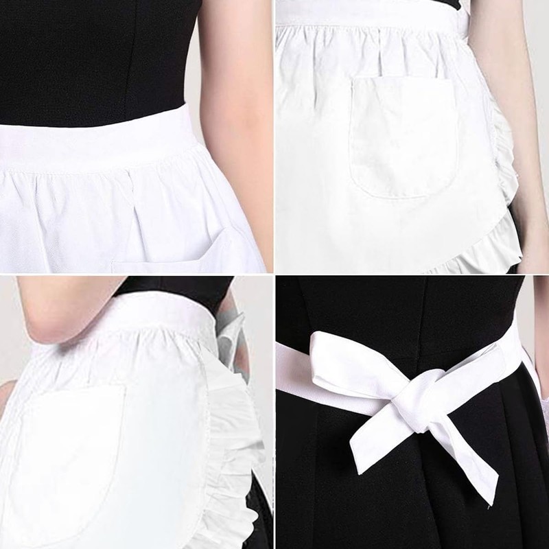 Women's Waist Apron with Two Pockets Half Apron, Costume Aprons