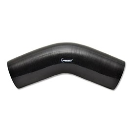 Vibrant Power 27912 Hose Coupler, Silicone, 4ply Aramid Reinforced, 45 degree Elbow, 3.125 in. Inlet I.D., 3.125 in. Outlet I.D., 4.00 in. Leg Length, 3.25 in. CLR, Black, each
