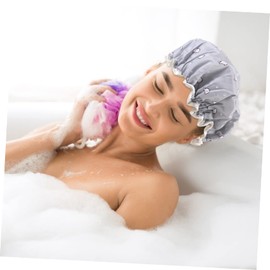 WOONEKY 2Pcs Double Layer Waterproof Shower Caps Elastic Band for Women and Boys and Girls Hair Protection Bathing Hat Cute Design for Spa and Shower Use