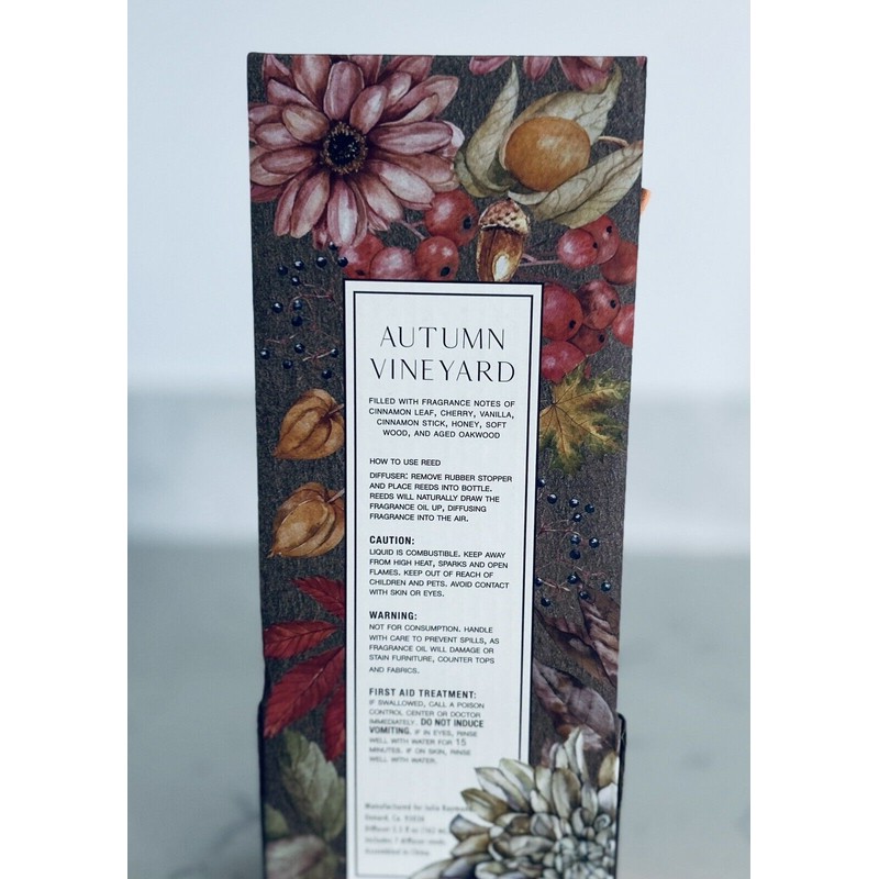 JuliaRaymond Fragrance Reed Diffuser ~AUTUMN VINEYARD~ 5.5fl Oz/162ml.